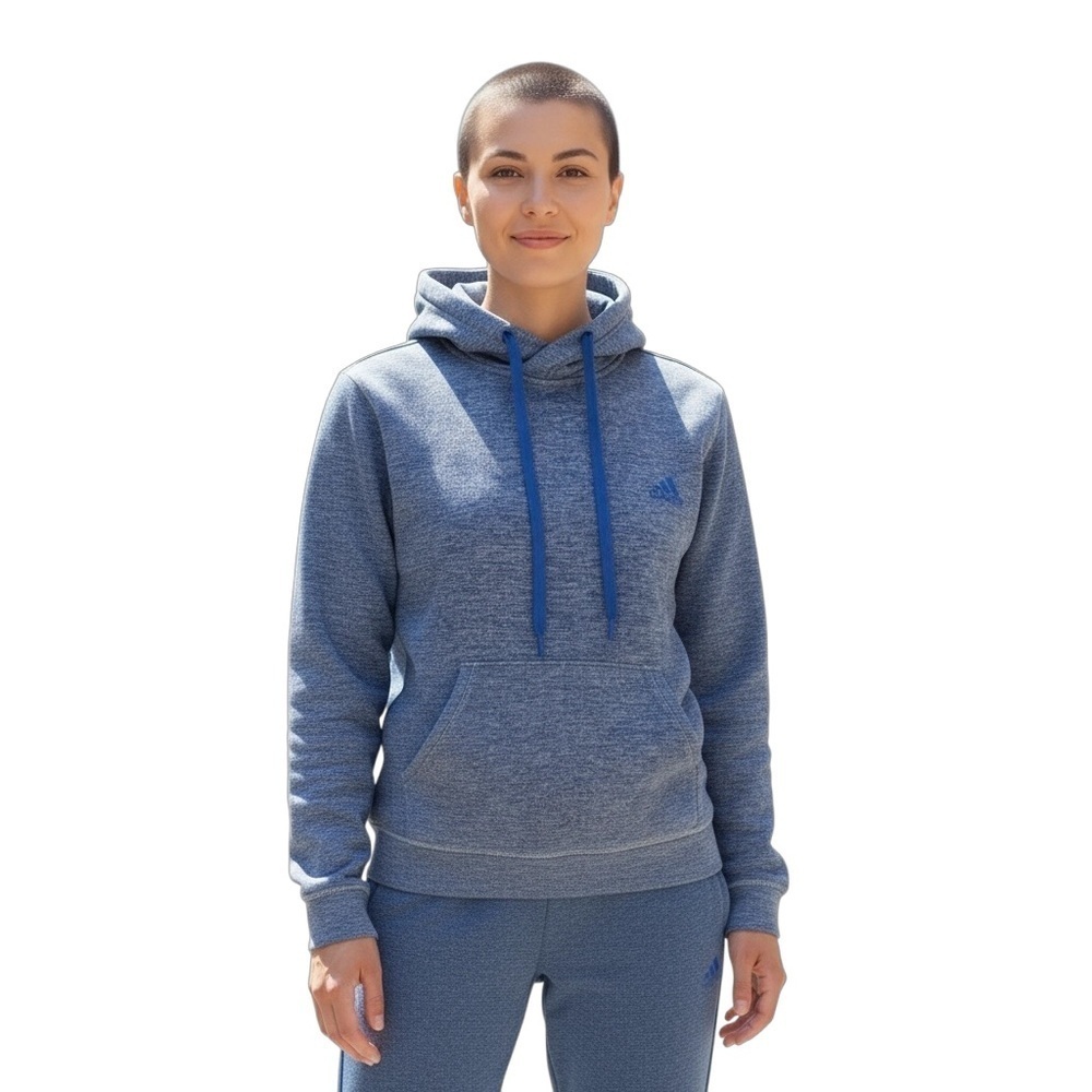 Adidas Climawarm Hoodie Womens Blue Fleece Lined Warm Sweatshirt Hooded Med